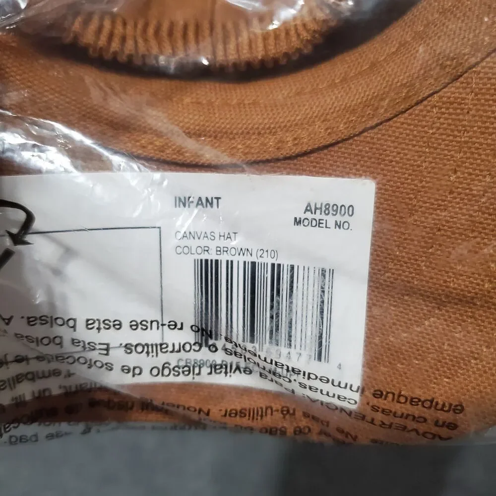 Infant Carhartt Canvas Hat Brown Signature Logo New Farmer Ranchwear Western